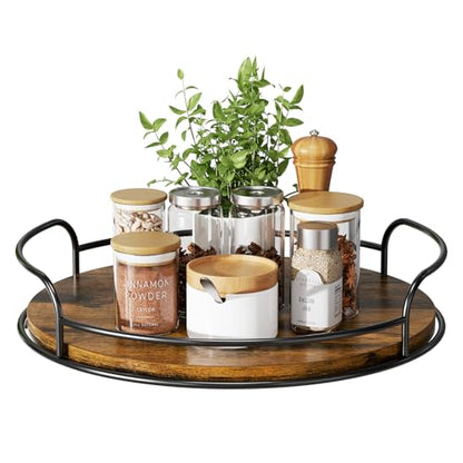 LAMU Lazy Susan Organizer, 12'' Lazy Susan Turntable for Cabinet, Table Top, Kitchen, Countertop, Bathroom, Pantry, Spice Organization, Wooden,1 Pack - size: 12in 1 Pack
