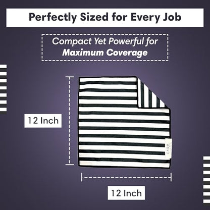 Double-Sided Microfiber Washcloths, Waffle Weave Kitchen Washcloths for Use | 12x12 Inch, Super Absorbent, Lint-Free, Fast Drying, Cleaning Dishes, Cars & More, Durable & Soft, Betsy Black/White Home Use - color: Betsy- Black/White