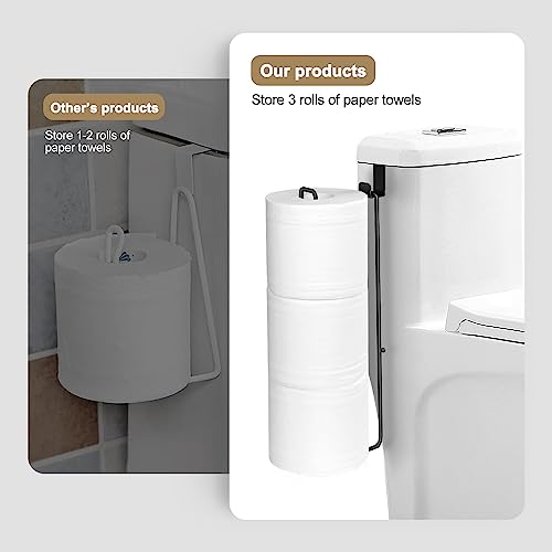 Black Bathroom Toilet Paper Roll Holder for 3 Roll Tissue （2Pcs） | , Brushed Nickel,Over The Tank Toilet Paper Holder,Self Adhesive Toilet Paper Storage Wall Mount,Stainless Steel - color: F:hold 3 Rolls Tissue(2pcs,black)