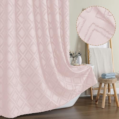 Blush Shower Curtain Set for Bathroom, 36" Width Stall Small Boho Shower Curtain with 12 Hooks, Soft Lightweight Jacquard Design Fabric Shower Curtains, Machine Washable, Blush, 36 W x 72 L - color: Blush, size: 36"W x 72"L (Pack of 1)
