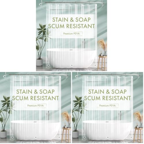 AmazerBath Extra Long Shower Curtain Liner, Clear, 84 Inches Long, 72x84 Plastic Curtain Liner, Cute PEVA Tall Shower Liner for Bathroom with 3 Magnets (Pack of 3) - color: Clear, size: 72"W x 84"L (Pack of 3)