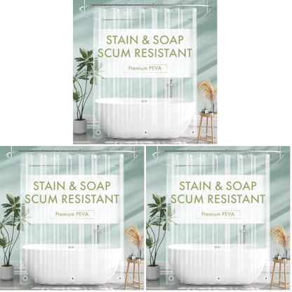 AmazerBath Extra Long Shower Curtain Liner, Clear, 84 Inches Long, 72x84 Plastic Curtain Liner, Cute PEVA Tall Shower Liner for Bathroom with 3 Magnets (Pack of 3) - color: Clear, size: 72"W x 84"L (Pack of 3)