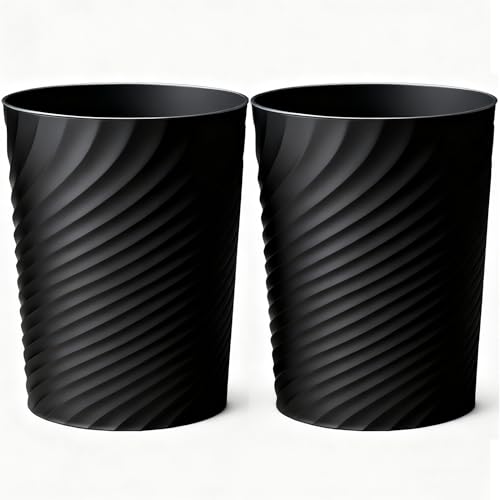Bathroom Trash Can 1.8 Gallon Small Waste Basket Garbage Can for Bedroom Office Kitchen, 2 Pcak Black - color: Ptch Black