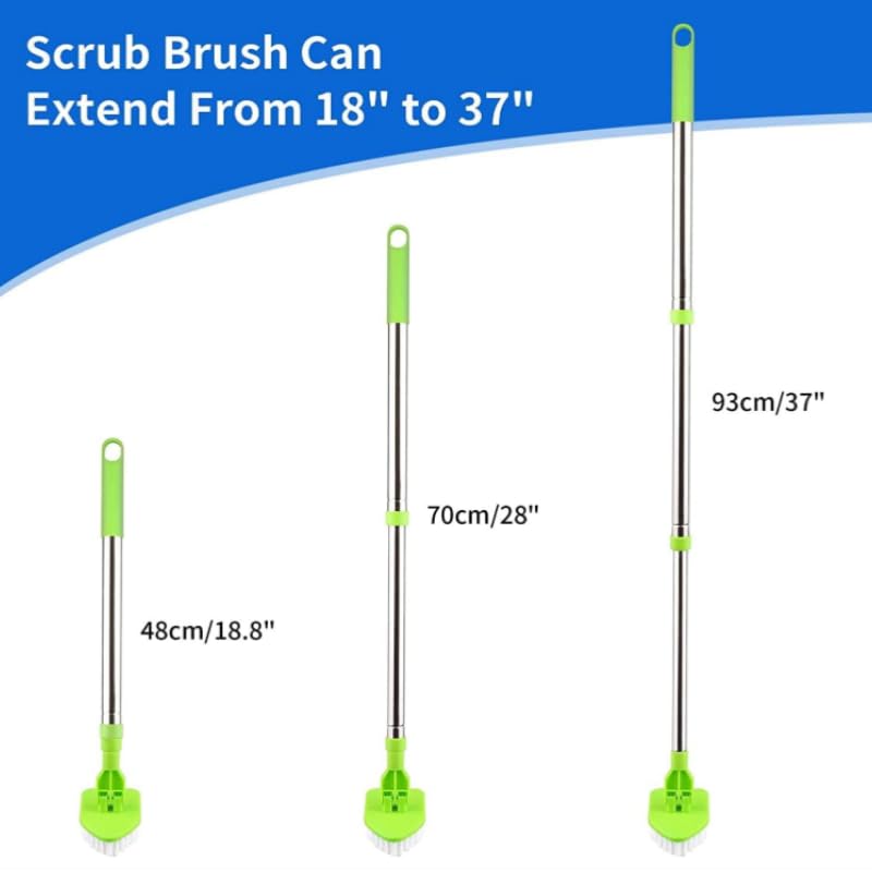 Long Handle Scrub Brush for Shower, 4-in-1 Cleaning Brushes with 4 Different Function Cleaning Heads Brush and Floor Squeegee Shower Cleaner Brush Mini Mop