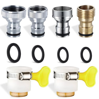 6 pcs Faucet Tap Quick Connector Kit, VEINARDYL 4 Washing Machine Quick Connector and 2 Universal Faucet Adapter, Thread Sink Faucet Adapter Connecting Garden Hose for Dishwasher Car Wash