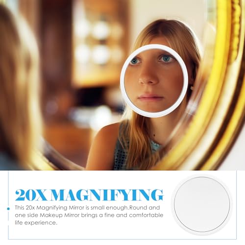 Luxshiny Magnifying Makeup Mirror with Suction Cup 162mm Round Vanity Mirror 20x Magnification for Bathroom and Travel Use