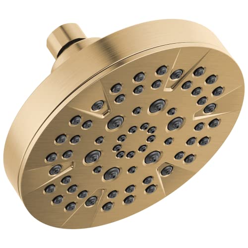 Delta 5-Setting Champagne Bronze Shower Head with High Pressure Spray, 6 Inch Round Shower Head, Showerheads, 1.75 GPM Flow Rate, Champagne Bronze 52535-CZ - color: Champagne Bronze