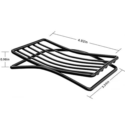 Soap Dish Bar Soap Holder for Shower Bathroom, Stainless Steel Self-draining Sponge Holder for Kitchen Sink Bathtub, Easy Cleaning Quick Dry, Black - color: Black-1 Pack