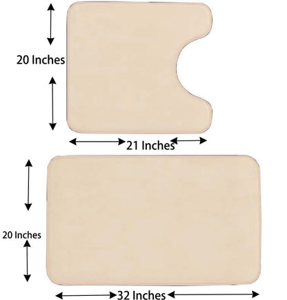 Madeals Memory Foam Bathroom Toilet Rug Set 4 Piece with Toilet Lid Cover and Tank Covers Beige - color: Beige