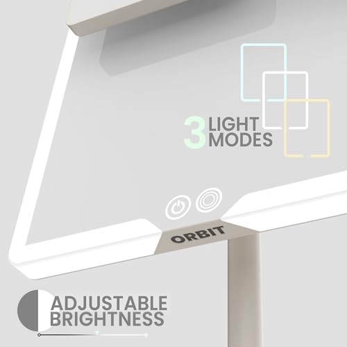 Orbit LED Vanity Mirror with Lights, 7X/1X Magnification, Dimmable & USB-C Rechargeable Tabletop Mirror - Soft Stone - color: Soft Stone