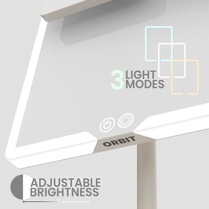 Orbit LED Vanity Mirror with Lights, 7X/1X Magnification, Dimmable & USB-C Rechargeable Tabletop Mirror - Soft Stone - color: Soft Stone