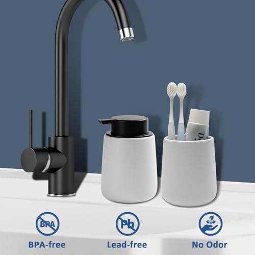 Soap Dispenser Ceramic with Easy-to-Press Pump Hand Lotion Liquid Dispenser for Shampoo Bathroom Kitchen 12 oz Black White - color: Blackwhite