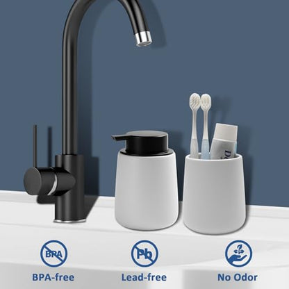 Soap Dispenser Ceramic with Easy-to-Press Pump Hand Lotion Liquid Dispenser for Shampoo Bathroom Kitchen 12 oz Black White - color: Blackwhite
