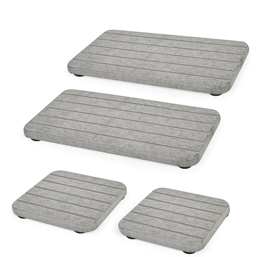 4PCS Stone Drying Tray Mat,Diatomaceous Earth Coasters,Essentials Accessories for Decor Bathroom & Kitchen Counter& Desk,Instant Water Absorbing Stone Used for Hand Soaps,Bar Coaster, Faucet