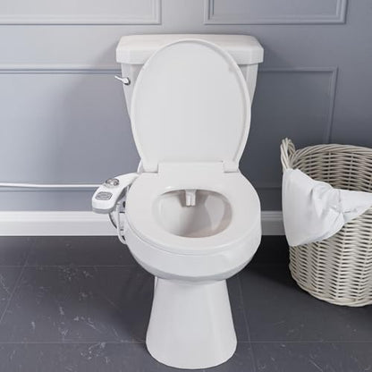 Hot and Cold Bidet, Warm Water Bidet Attachment for Toliet, Non-Electric Warm Bidet with Adjustable Water Pressure, Dual nozzle Rear and Feminine Wash - Self cleaning (Silver) - style: Silver
