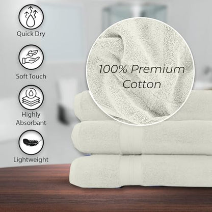 KAHAF COLLECTION 100% Cotton Bath Towels, 24x48 Pack of 6 Towels, Quick Dry, Highly Absorbent, Soft Feel Towel, Gym, Spa, Bathroom, Shower, Pool, Luxury Soft Towels (Cream, 24x48-6 Pack) - color: Cream, size: 24x48 - 6 PACK