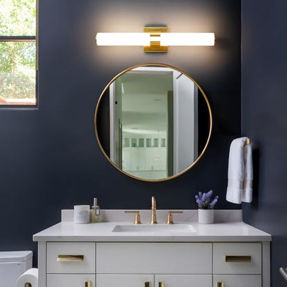 AIJIASI Bathroom Vanity Light Fixtures Over Mirror - 22.8 Inch Gold Bathroom Light Fixtures with Acrylic Shade 18W Dimmable 5CCT LED Vanity Light Modern Bathroom Sconces - color: Gold, size: 22.8 INCH