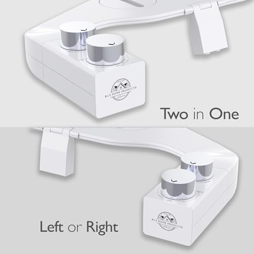 BIDETbidet Left/Right Reversible WARM WATER Ultra-Slim Bidet Attachment with Temperature Control, Interchangeable Knob Set, Hinged Nozzle, Non-Electric, Easy Install, Fits Most Toilets, Off-White