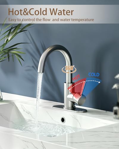 Bathroom Faucets, Bar Sink Faucet Single Hole for Bathroom Kitchen Campers with Pop-Up Drain Hose, Suitable for Farmhouse Vanity Lavatory - color: Brushed Nickel, style: Classic
