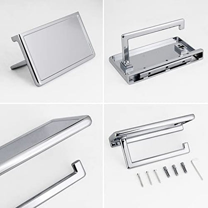 Toilet Paper Holder for Bathroom Solid ZINC Alloy Material and Superior Hotel Style Tissue Roll Holder with Cell Phone Storage Chrome D500091C - color: Chrome