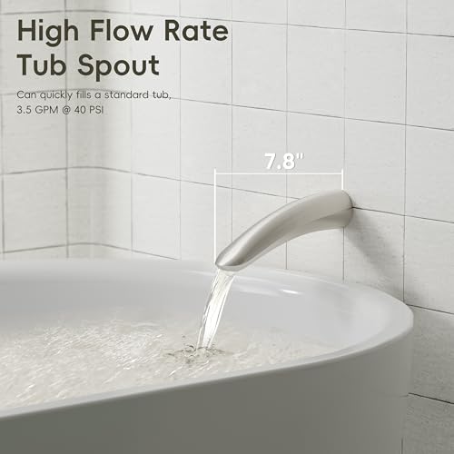 Gabrylly Bathtub Shower System, Shower Faucet Set with Tub Spout, High Pressure 10" Rain Shower head with Handheld Spray, Shower Fixtures with Pressure Balance Shower Valve, Brushed Nickel - color: Brushed Nickel, style: 10 Inches-With Tub Spout