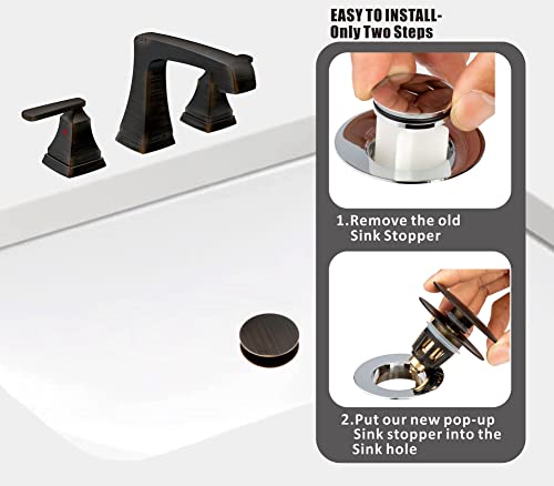 Universal Bathroom Sink Drain Stopper, Fits Most Pop-Up Drains for Vessel Sink Lavatory Vanity, Sink Drain Strainer with Detachable Hair Catcher, Tested by Plumber in US (Oil Rubbed Bronze) - color: Oil Rubbed Bronze