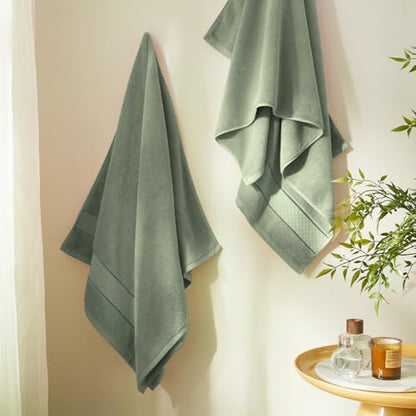 COZYART Bath Towel Set 6 PCS, Luxury 100% Turkish Cotton 650GSM Ultra Soft | Absorbent Quick Dry, OEKO‑Tex 100 Cert. Zero Twist Ring Spun Cotton, Plush Fluffy, Breathable Hotel Quality Bathroom Towels - color: Sage Leaf