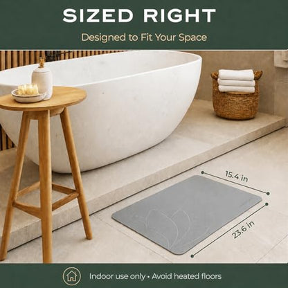 Stone Bath Mat, Diatomaceous Earth, Quick Dry - East Lotus | Non-Slip, Stone Bath Mats for Bathroom, Diatomite, 23.6"x15.4", Luxury Bath Mat - color: East Lotus