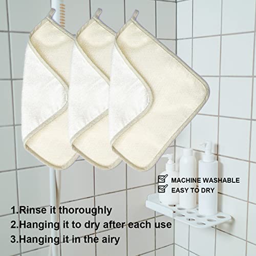 Large XL Soft Weave Cotton Washcloths - Exfoliating Scrubbers for Face & Body - 6 Pack