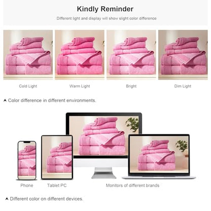 COZYART Bath Towel Set 6 PCS, Pink Luxury 100% Turkish Cotton 650GSM | Soft Absorbent Quick Dry, OEKO‑Tex 100 Cert. Zero Twist Ring Spun Cotton, Plush Fluffy, Breathable Hotel Quality Towels Set - color: Pink