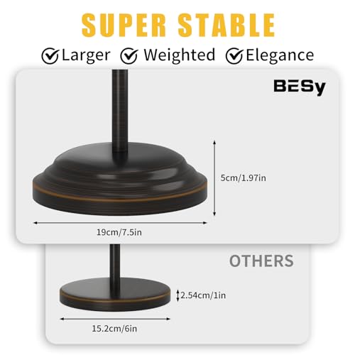 Toilet Paper Holder Floor Stand, Bathroom Freestanding Bronze | Toilet Tissue Roll Holder, Free Standing Rack with Storage, Weighted Base Accessories, SUS304 Stainless Steel Rustproof - color: Bronze