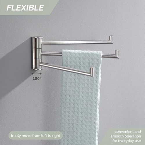 Angle Simple Swivel Hand Towel Holder 3 Bars, Brushed Nickel, 9.84" | SUS304 Stainless Steel Bathroom Kitchen Towel Rack Hanger, Fold Flat to the Wall, Screws Mount - color: Brushed Nickel