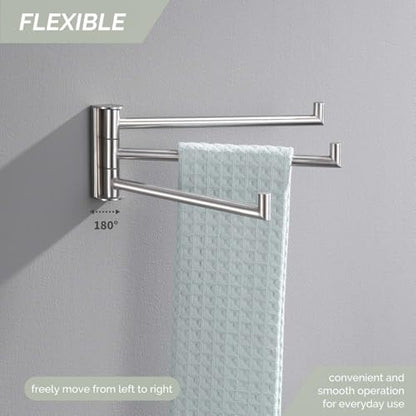 Angle Simple Swivel Hand Towel Holder 3 Bars, Brushed Nickel, 9.84" | SUS304 Stainless Steel Bathroom Kitchen Towel Rack Hanger, Fold Flat to the Wall, Screws Mount - color: Brushed Nickel