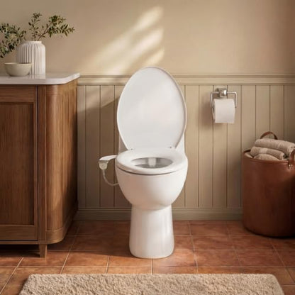 Brondell Bidet Attachment for Toilet SS-250 SimpleSpa Fresh Water Spray with Adjustable Water Pressure Side Arm Control, Slim Bidet Sprayer, Silver Knob (Dual Nozzle) - style: Fixed Dual Nozzle