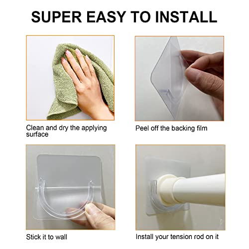 Venupple Shower Rod Holder, 2 Packs Tension Curtain Rod Bracket No Drilling, Adhesive Shower Rod Retainer Shower Curtain Rod Holder | Shower Curtain Rod not Included Transparent | Adhesive Shower Rod Retainer Shower Curtain Rod Holder for Wall| Shower Cur