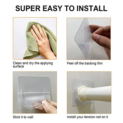 Venupple Shower Rod Holder, 2 Packs Tension Curtain Rod Bracket No Drilling, Adhesive Shower Rod Retainer Shower Curtain Rod Holder | Shower Curtain Rod not Included Transparent | Adhesive Shower Rod Retainer Shower Curtain Rod Holder for Wall| Shower Cur