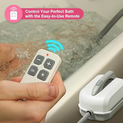 Bubble Bath Mat,Full Body Waterproof Spa Mat for Bathtub, 6-Speed Bubbles, Remote Control & Non-Slip Suction Cups for Home Relaxation Pink