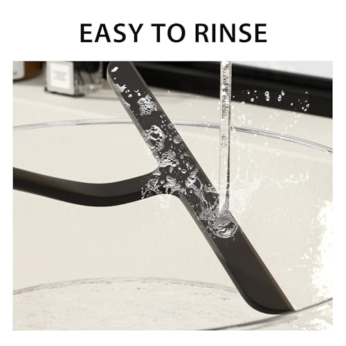 Shower Squeegee for Shower Glass, Bathroom Glass Cleaning Tool with Hook Mount, Squeegee for Glass Doors, Window Cleaning, Tile Shower Walls (Black) - color: Black