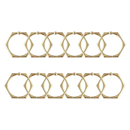 Shower Rings, Shower Curtain Rings for Bathroom, Rustproof Zinc Shower Curtain Hooks Rings, Set of 12 (Gold) - color: Gold