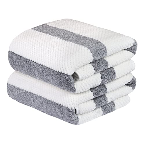 JML Large Bath Towels Set of 2, 30" x 60", Waffle Stripe Grey | Microfiber, Haning Loop, Oversized, Lightweight,Super Absorbent, Fast Drying,For Sauna, Shower, Pool, Sport, Fitness, Yoga - color: Waffle Stripe Grey, size: 30 in x 60 in
