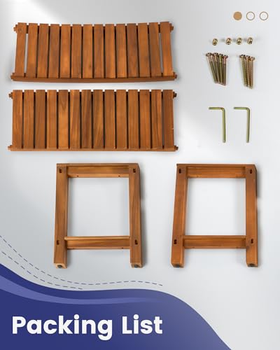 Upolana Teak Shower Bench, 32" Solid Wood Shower Stool for Inside Shower to Sit On, Wooden Bathroom Shower Seat Waterproof