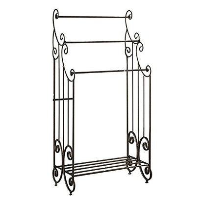 Kings Brand Furniture Pewter Metal Towel Racks for Bathroom with Shelf - 3 Long, Sturdy, Versatile & Modern Towel Rack with Storage Shelf Perfect for Laundry Room, Kitchen Area & Bathroom Towel Rack