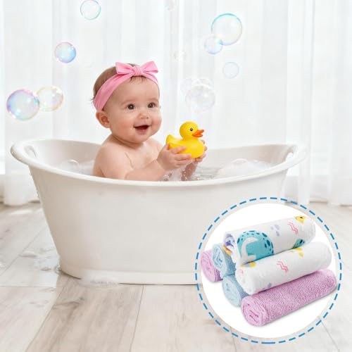 Baby Washcloths, 24Pack Baby Wash Cloths Extra Soft & Ultra Absorbent, Baby Towels and Washcloths Face Towels for Unisex Boys Girls Body, Washclothes Gentle on Sensitive Skin, 9x9 Purple Dinosaur - color: Purple Dinosaur