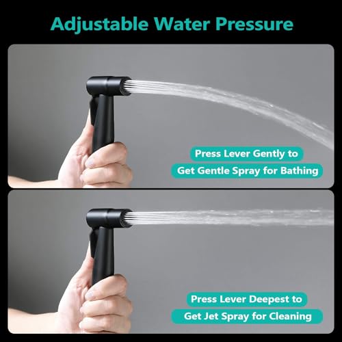 BARROCK Bidet Sprayer for Toilet, Handheld Jet Spray for Existing Toilets with Bidet Hose, Adjustable Water Pressure Muslim Shower, Stainless Steel Cloth Diaper/Feminine Wash Sprayer Matte Black - color: Matte Black