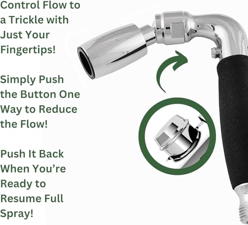 High Sierra® Solid Lead-Free Metal Handheld Shower Head, Built-in Trickle Valve, Patented single Nozzle Never Clogs. Shower Hose and Holder Not Included. Ultra Low Flow 1.25 GPM. Chrome - color: Chrome, size: 1.25 GPM