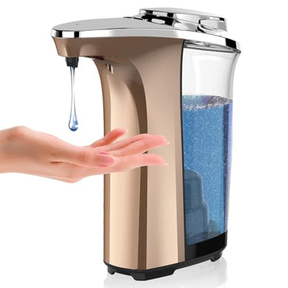 Automatic Soap Dispenser, 17oz Touchless Liquid Dish Soap Dispenser Kitchen | 17OZ Large Capacity, Infrared Sensor, 5 Adjustable Soap Levels, Hand Dispenser for Bathroom Kitchen Sink, Battery Operated - color: Rose Gold