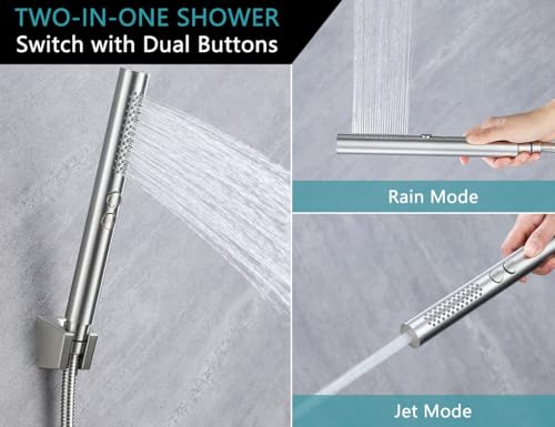 2-in-1 Handheld Shower Head Set with Long Hose – Brushed Nickel | Dual Function Spray Wand with Bracket – Perfect for RV, Dog Bath & Full-Body Rinse. 79" Extra Long Hose. Easy Install. - style: 2-in-1