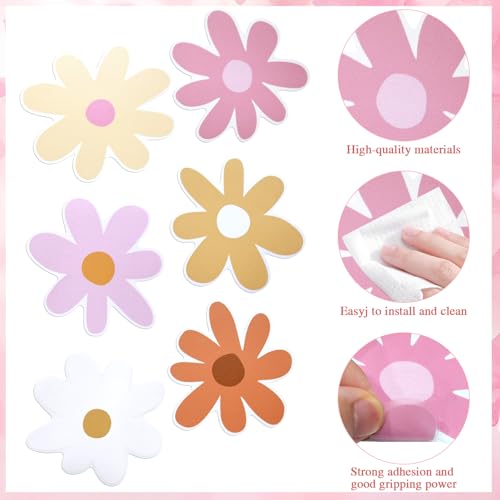 72 PCS Original Non Slip Bathtub Stickers,Flowers Skidproof Shower Sticker with Premium Scraper,Bathtub Non Slip Stickers for Bathroom Decor(Pink,White)
