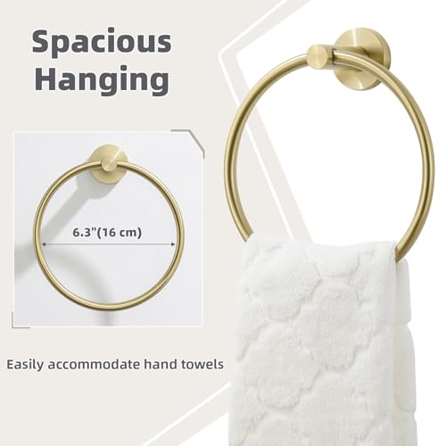 Brushed Gold Bath Towel Ring, 304 Stainless Steel Heavy Duty Towel Holder for Bathroom, Wall Mounted - color: Brushed Gold, size: Standard Size