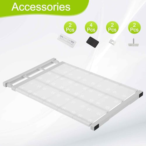 HARFINGTON Expandable Closet Tension Shelf 23.62" to 39.37" Adjustable Closet Organizer 2.5" x 13.78" Flower Pattern Storage Rack for Wardrobe Cupboard Kitchen Bedroom - size: 60cm to 100cm